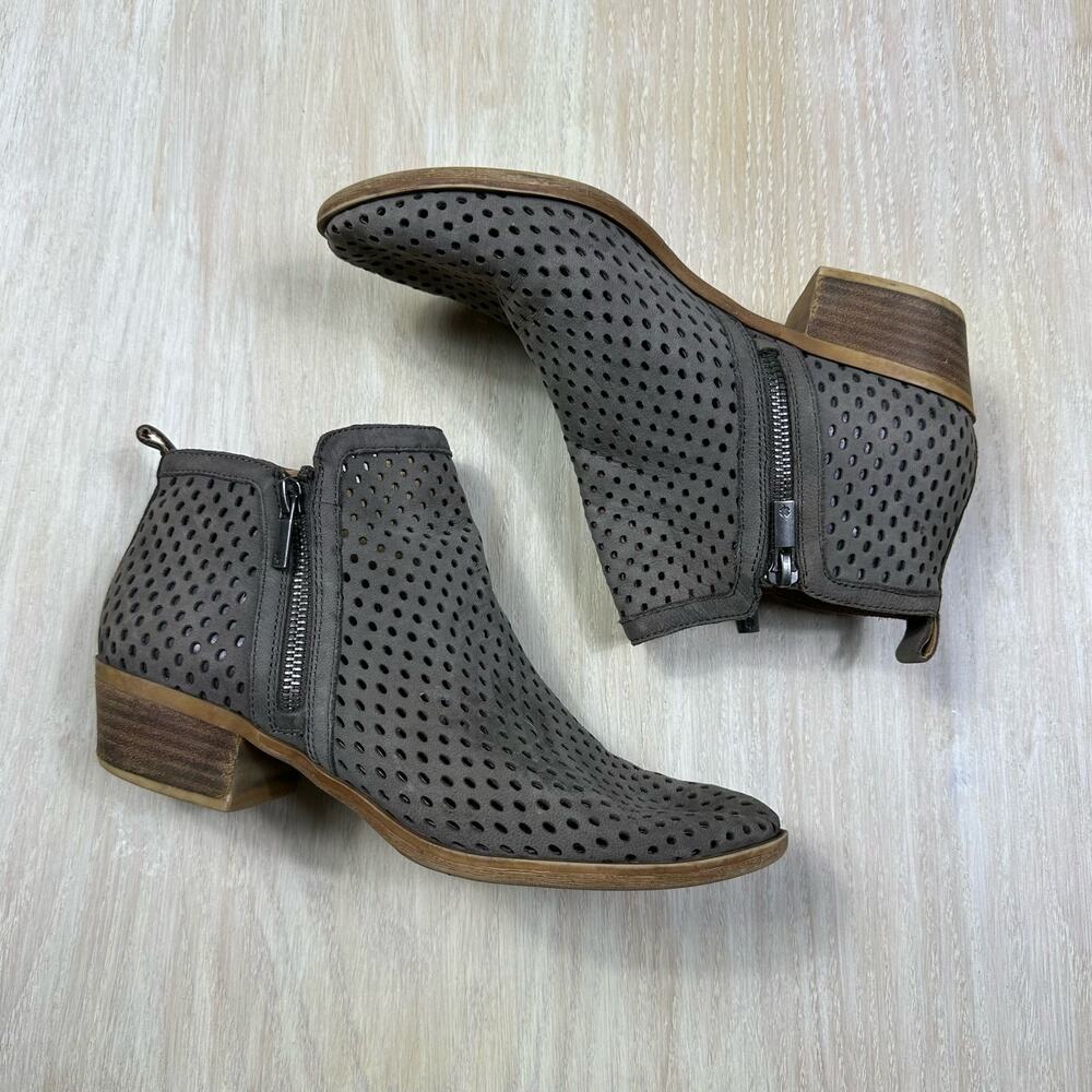 Lucky Brand Basel Almond Toe Block Heel Leather Shootie Ankle Bootie Size 8 1/2